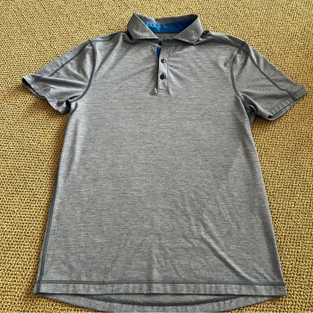Lululemon Men's Gray Short Sleeve Polo Shirt-medium